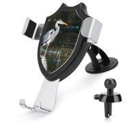 KLWQR Gray Heron Print in Water Car Phone Mount Stand Hands Free Cell Phone Holder Non-Slip Ultra Stable Car Phone Holder Universal Fit Automobile Clamp Cradle Compatible with Most Cell Phones