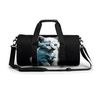 KLWQR Hand Drawn Little White Cat Sport Gym Duffle Travel Bag for Women Men Overnight Weekender Bag with Shoe Compartment,Wet Pocket, 17.7in/9in/9in, style-36, style-36, 17.7in/9in/9in