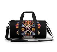 KLWQR Hand Drawn Skull Sport Gym Duffle Travel Bag for Women Men Overnight Weekender Bag with Shoe Compartment,Wet Pocket, 17.7in/9in/9in, style-37, style-37, 17.7in/9in/9in