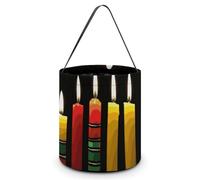 KLWQR Kwanzaa Candles Halloween Trick Or Treat Bags with Handles Halloween Candy Buckets Portable Reusable Goody Bucket Tote Bag