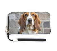 KLWQR Leather Wallets Waterproof Zip Around Clutch Bag Basset Hound Credit Card Holder Clutch Purse for Women Ladies
