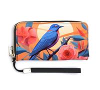 KLWQR Leather Wallets Waterproof Zip Around Clutch Bag Bluebird on The Branch Credit Card Holder Clutch Purse for Women Ladies, style, 20.0*10.5cm