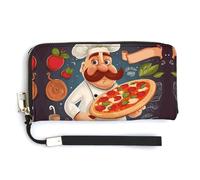 KLWQR Leather Wallets Waterproof Zip Around Clutch Bag Chef Pizza Credit Card Holder Clutch Purse for Women Ladies, style, 20.0*10.5cm