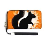 KLWQR Leather Wallets Waterproof Zip Around Clutch Bag Cute Squirrel Silhouette Credit Card Holder Clutch Purse for Women Ladies, style, 20.0*10.5cm