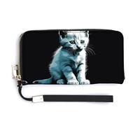 KLWQR Leather Wallets Waterproof Zip Around Clutch Bag Cute White Cat Credit Card Holder Clutch Purse for Women Ladies, style, 20.0*10.5cm