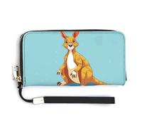 KLWQR Leather Wallets Waterproof Zip Around Clutch Bag Funny Cartoon Kangaroo Zoo Credit Card Holder Clutch Purse for Women Ladies, style, 20.0*10.5cm
