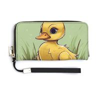 KLWQR Leather Wallets Waterproof Zip Around Clutch Bag Little Duck with Blue Eyes Credit Card Holder Clutch Purse for Women Ladies