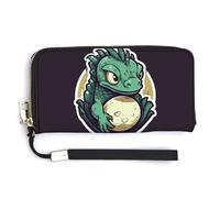 KLWQR Leather Wallets Waterproof Zip Around Clutch Bag Little Green Dragon's Egg Credit Card Holder Clutch Purse for Women Ladies, style, 20.0*10.5cm
