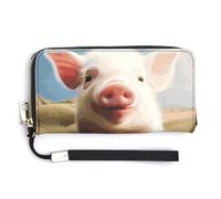 KLWQR Leather Wallets Waterproof Zip Around Clutch Bag Lovely Piggy Credit Card Holder Clutch Purse for Women Ladies, style, 20.0*10.5cm