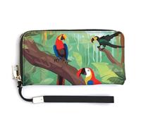 KLWQR Leather Wallets Waterproof Zip Around Clutch Bag Macaw And Toucan Perching of American Rainforests Credit Card Holder Clutch Purse for Women Ladies, style, 20.0*10.5cm