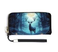 KLWQR Leather Wallets Waterproof Zip Around Clutch Bag Moonlight Deer Credit Card Holder Clutch Purse for Women Ladies, style, 20.0*10.5cm