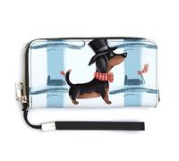 KLWQR Leather Wallets Waterproof Zip Around Clutch Bag Parisian Dachshund Credit Card Holder Clutch Purse for Women Ladies, style, 20.0*10.5cm