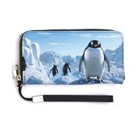 KLWQR Leather Wallets Waterproof Zip Around Clutch Bag Penguin Antarctica Ice Credit Card Holder Clutch Purse for Women Ladies, style, 20.0*10.5cm
