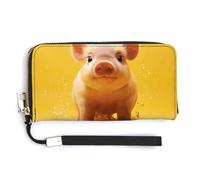 KLWQR Leather Wallets Waterproof Zip Around Clutch Bag Piggy Is Jumping Credit Card Holder Clutch Purse for Women Ladies