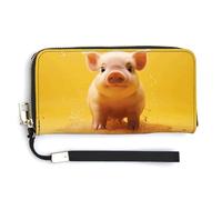 KLWQR Leather Wallets Waterproof Zip Around Clutch Bag Piggy Is Jumping Credit Card Holder Clutch Purse for Women Ladies, style, 20.0*10.5cm