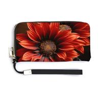 KLWQR Leather Wallets Waterproof Zip Around Clutch Bag Red Sunflower Credit Card Holder Clutch Purse for Women Ladies, style, 20.0*10.5cm