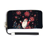 KLWQR Leather Wallets Waterproof Zip Around Clutch Bag Santa Claus And Fireworks Credit Card Holder Clutch Purse for Women Ladies, style, 20.0*10.5cm