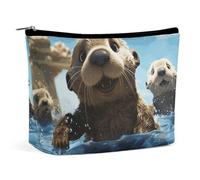 KLWQR Lovely Sea Otter Print Makeup Bag for Purse Waterproof Cosmetic Bags Makeup Pouch with Zipper Travel Toiletry Bag Organizer for Women Ladies, style, One Size