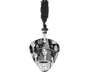 KLWQR Magic Witch Witchcraft Bohemian Drawing Guitar Pick Necklace Stainless Steel Guitar Pick Holder Necklace Guitar Pendant Decoration for Women Men Music Lover Gift, One Size, Titanium Steel, No