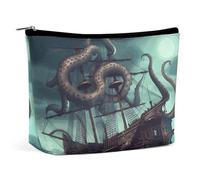 KLWQR Octopus Ship Makeup Bag for Purse Waterproof Cosmetic Bags Makeup Pouch with Zipper Travel Toiletry Bag Organizer for Women Ladies, style, One Size