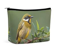 KLWQR Outdoor Olive Green Flowering Birds Makeup Bag for Purse Waterproof Cosmetic Bags Makeup Pouch with Zipper Travel Toiletry Bag Organizer for Women Ladies, style, One size