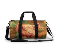 KLWQR Piggy And Autumn Leaves Sport Gym Duffle Travel Bag for Women Men Overnight Weekender Bag with Shoe Compartment,Wet Pocket, 17.7in/9in/9in, style-21, style-21, 17.7in/9in/9in