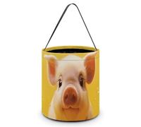 KLWQR Piggy Is Jumping Halloween Trick Or Treat Bags with Handles Christmas Candy Bucket Portable Reusable Goody Buckets Tote Bags for Halloween Party Favor Supplies