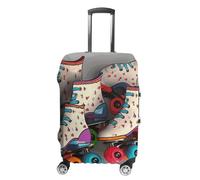 KLWQR Retro Roller Skates Colorful Luggage Cover Dustproof Travel Suitcase Cover Elastic Suitcase Protector Luggage Sleeves Fit 19-32 Inch Luggage，, style, L