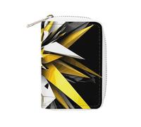 KLWQR RFID Credit Card Holder Wallets for Women Cute Small Leather Ladies Cardholder Wallets Abstract Black White Yellow Card Organizer Case with Zipper, style, 16x11.5cm