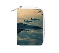 KLWQR RFID Credit Card Holder Wallets for Women Cute Small Leather Ladies Cardholder Wallets Aircraft Fighter Jets Card Organizer Case with Zipper, style, 16x11.5cm