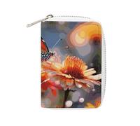 KLWQR RFID Credit Card Holder Wallets for Women Cute Small Leather Ladies Cardholder Wallets Bloom Flower And Butterfly Card Organizer Case with Zipper, style, 16x11.5cm