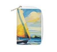 KLWQR RFID Credit Card Holder Wallets for Women Cute Small Leather Ladies Cardholder Wallets Colorful Sail Boat Card Organizer Case with Zipper, style, 16x11.5cm