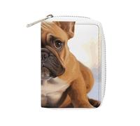KLWQR RFID Credit Card Holder Wallets for Women Cute Small Leather Ladies Cardholder Wallets Cute French Bulldog Card Organizer Case with Zipper