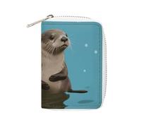 KLWQR RFID Credit Card Holder Wallets for Women Cute Small Leather Ladies Cardholder Wallets Cute Otters Card Organizer Case with Zipper, style, 16x11.5cm
