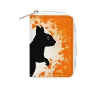 KLWQR RFID Credit Card Holder Wallets for Women Cute Small Leather Ladies Cardholder Wallets Cute Squirrel Silhouette Card Organizer Case with Zipper