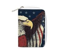 KLWQR RFID Credit Card Holder Wallets for Women Cute Small Leather Ladies Cardholder Wallets Eagle Flag Card Organizer Case with Zipper, style, 16x11.5cm