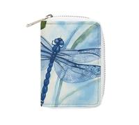 KLWQR RFID Credit Card Holder Wallets for Women Cute Small Leather Ladies Cardholder Wallets Hand Painted Blue Dragonfly Card Organizer Case with Zipper, style, 16x11.5cm