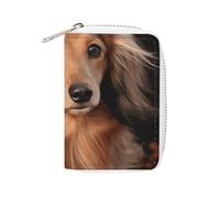 KLWQR RFID Credit Card Holder Wallets for Women Cute Small Leather Ladies Cardholder Wallets Long Haired Dachshund Card Organizer Case with Zipper, style, 16x11.5cm