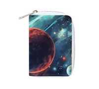 KLWQR RFID Credit Card Holder Wallets for Women Cute Small Leather Ladies Cardholder Wallets Painted Outer Space Card Organizer Case with Zipper, style, 16x11.5cm