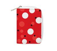 KLWQR RFID Credit Card Holder Wallets for Women Cute Small Leather Ladies Cardholder Wallets Red White Polka Dot Card Organizer Case with Zipper, style, 16x11.5cm