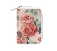 KLWQR RFID Credit Card Holder Wallets for Women Cute Small Leather Ladies Cardholder Wallets Soft Color Pale Faded Mix of Roses Card Organizer Case with Zipper, style, 16x11.5cm