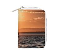 KLWQR RFID Credit Card Holder Wallets for Women Cute Small Leather Ladies Cardholder Wallets Sunset Seascape Sailboat Floating Card Organizer Case with Zipper