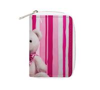 KLWQR RFID Credit Card Holder Wallets for Women Cute Small Leather Ladies Cardholder Wallets Teddy Bear Peach Rose Card Organizer Case with Zipper, style, 16x11.5cm