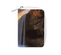 KLWQR RFID Credit Card Holder Wallets for Women Cute Small Leather Ladies Cardholder Wallets Waterfall at Sunset Card Organizer Case with Zipper