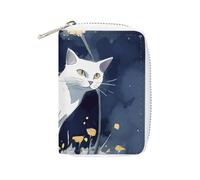 KLWQR RFID Credit Card Holder Wallets for Women Cute Small Leather Ladies Cardholder Wallets White Cat Card Organizer Case with Zipper, style, 16x11.5cm