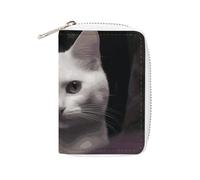 KLWQR RFID Credit Card Holder Wallets for Women Cute Small Leather Ladies Cardholder Wallets White Cat Card Organizer Case with Zipper, style, 16x11.5cm