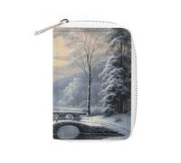 KLWQR RFID Credit Card Holder Wallets for Women Cute Small Leather Ladies Cardholder Wallets Winter Snow Scene Card Organizer Case with Zipper, style, 16x11.5cm