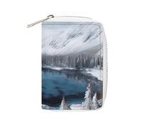 KLWQR RFID Credit Card Holder Wallets for Women Cute Small Leather Ladies Cardholder Wallets Winter Mountains Snow Scene Card Organizer Case with Zipper, style, 16x11.5cm