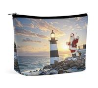 KLWQR Santa Claus Lighthouse Makeup Bag for Purse Waterproof Cosmetic Bags Makeup Pouch with Zipper Travel Toiletry Bag Organizer for Women Ladies, style, One size