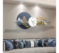 KLWQR Silent Wall Clock Non Ticking, Large Wall Art Decor Clocks Battery Operated, Metallic-Texture Art Decor Print, 51×18 in